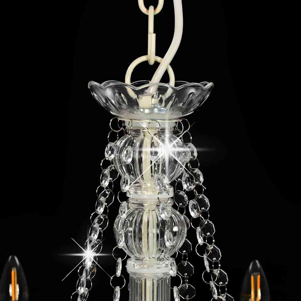 Chandelier with Beads White 8 x E14 Bulbs