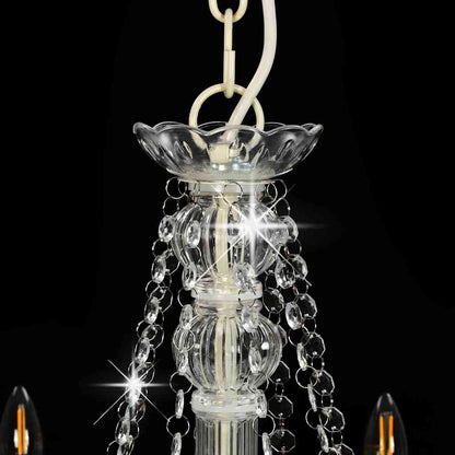 Chandelier with Beads White 8 x E14 Bulbs