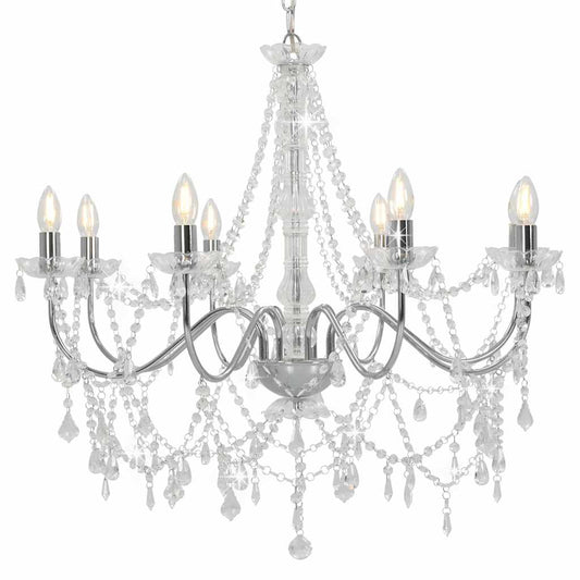 Chandelier | Silver and Transparent | Metal and Acrylic | Large