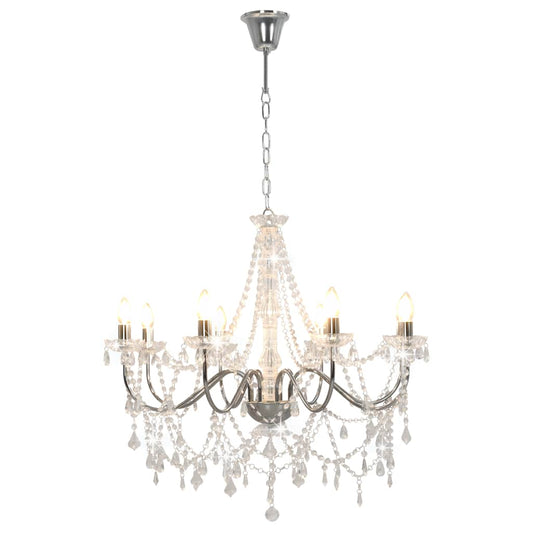 Chandelier | Silver and Transparent | Metal and Acrylic | Large