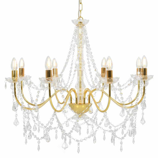 Chandelier | Golden, Transparent | Metal, Acrylic | Large