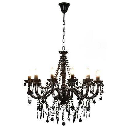 Chandelier with Beads Black 12 x E14 Bulbs