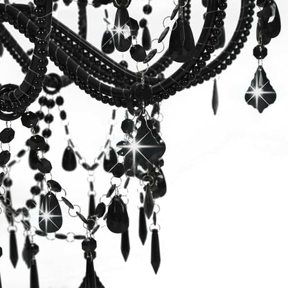 Chandelier with Beads Black 12 x E14 Bulbs