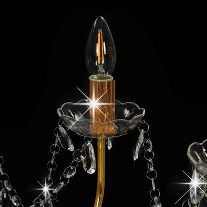 Chandelier with Beads Golden 12 x E14 Bulbs
