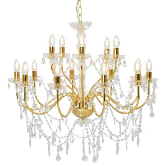 Chandelier | Gold, Transparent | Metal, Acrylic | Medium | Chandelier