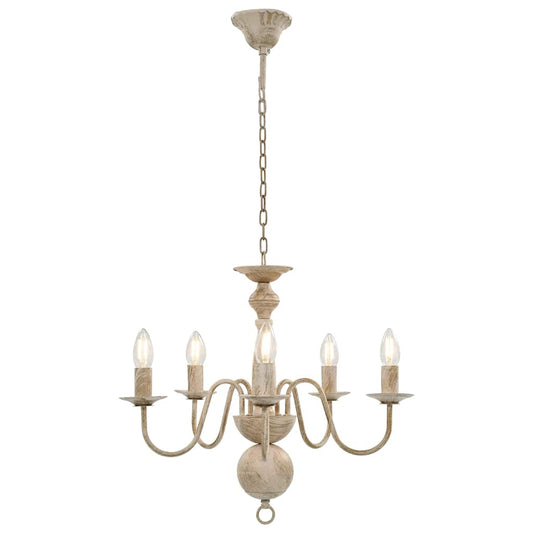 Chandelier Antique White 5 x E14 Bulbs