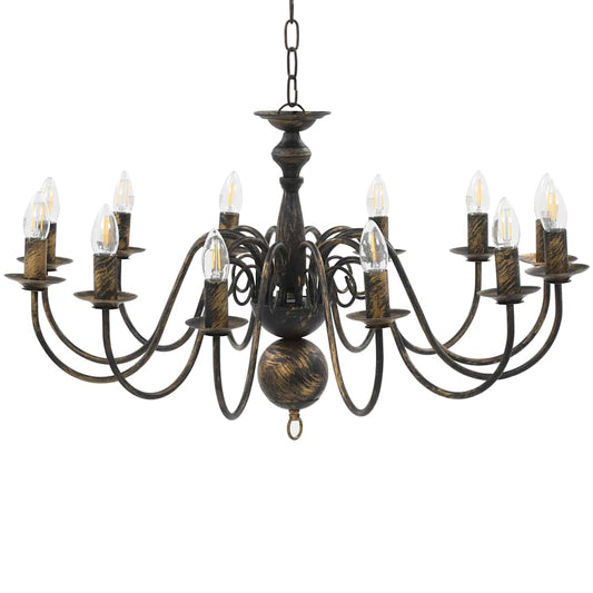 Chandelier | Antique black | Metal | Medium | Chandelier | Round