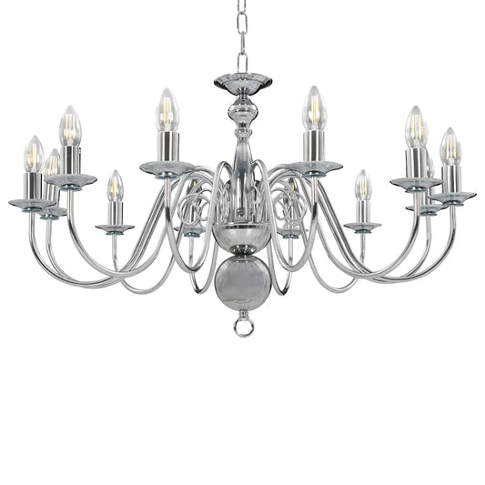 Chandelier Silver 12 x E14 Bulbs