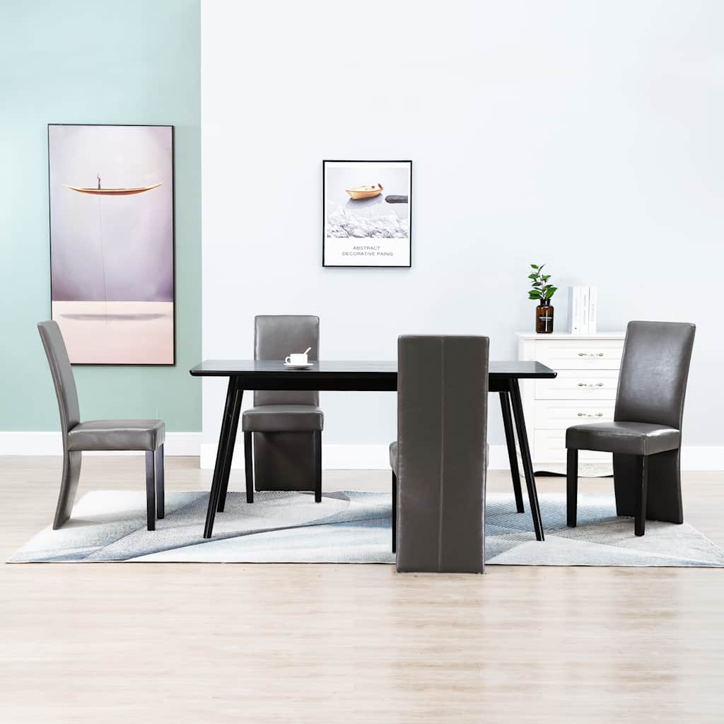 Dining Chairs 4 pcs Gray Faux Leather