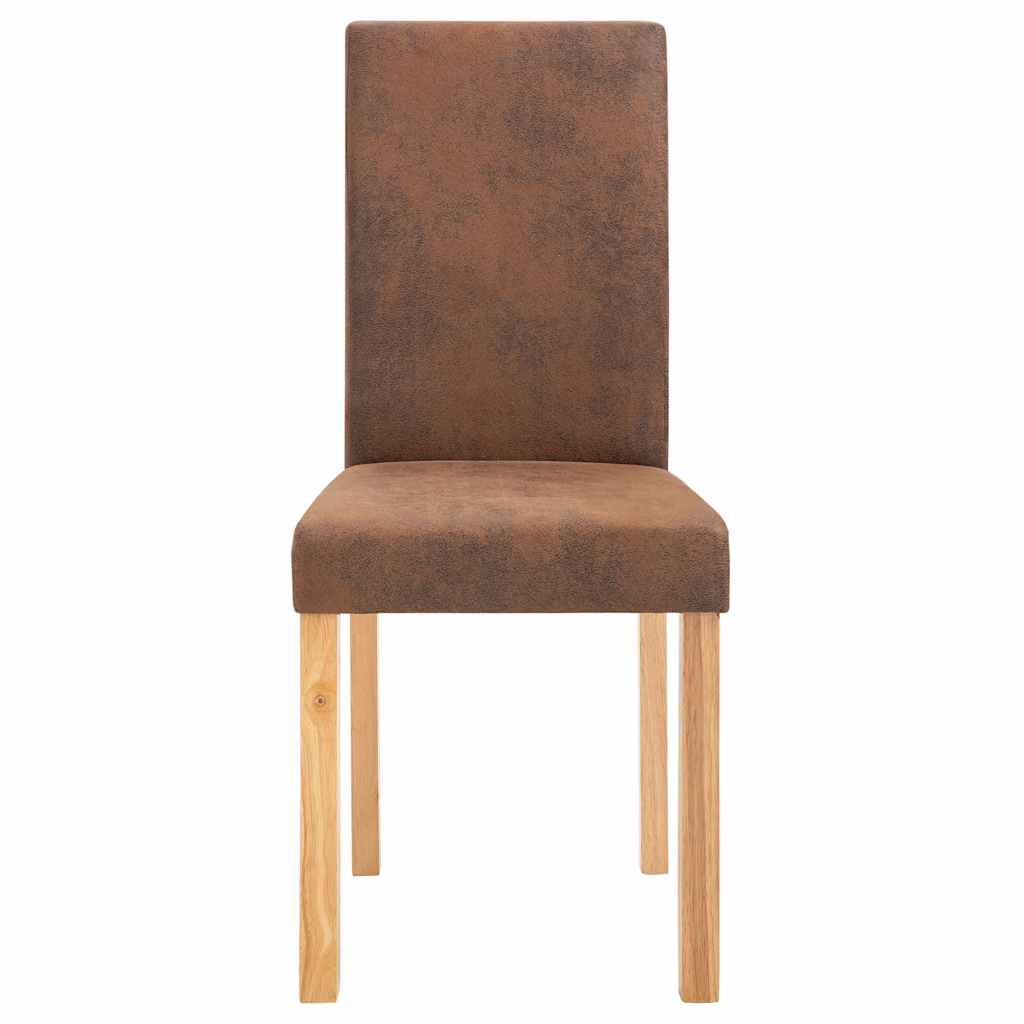 Dining Chairs 4 pcs Brown Faux Suede Leather