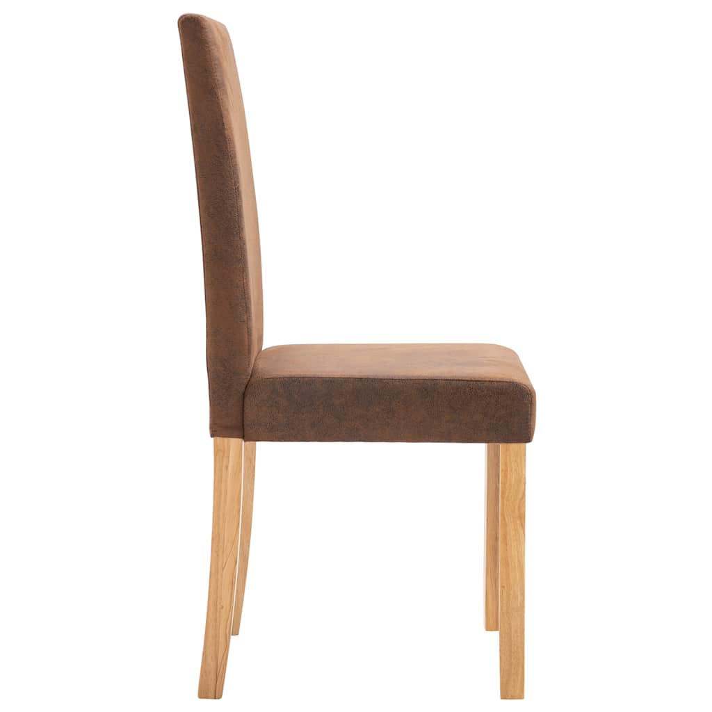 Dining Chairs 4 pcs Brown Faux Suede Leather
