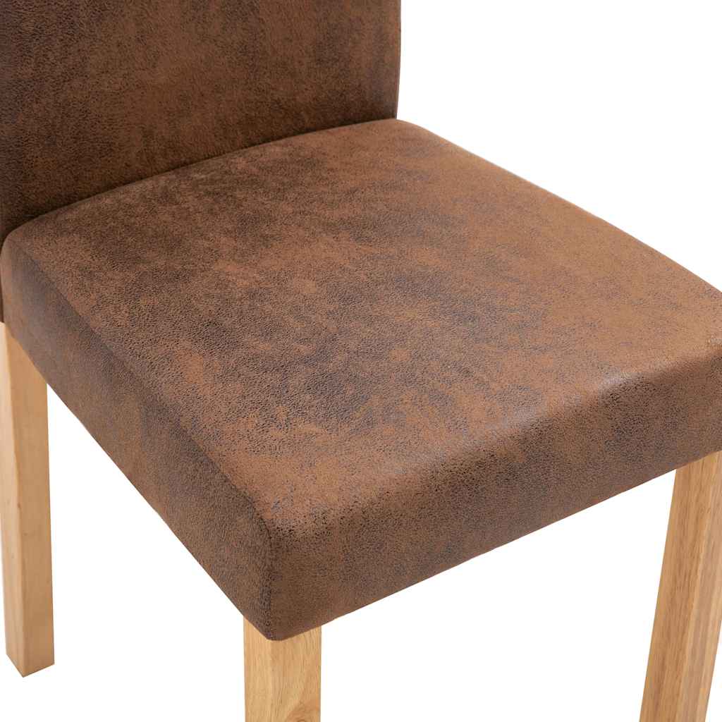 Dining Chairs 4 pcs Brown Faux Suede Leather