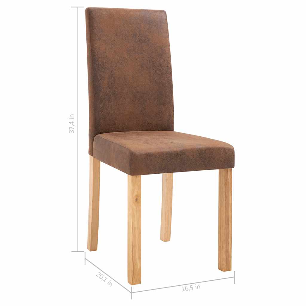 Dining Chairs 4 pcs Brown Faux Suede Leather