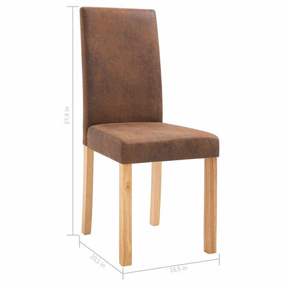 Dining Chairs 4 pcs Brown Faux Suede Leather