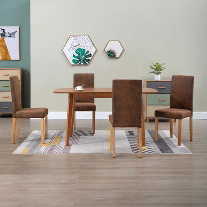 Dining Chairs 4 pcs Brown Faux Suede Leather
