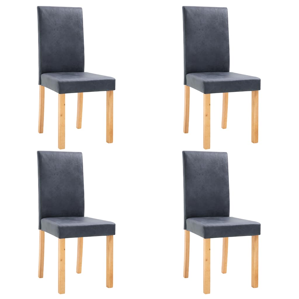 Dining Chairs 4 pcs Gray Faux Suede Leather
