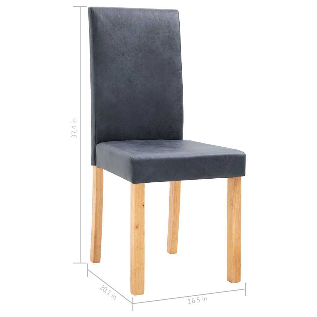 Dining Chairs 4 pcs Gray Faux Suede Leather