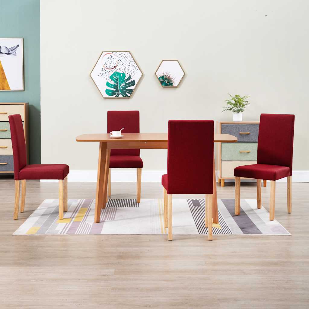 Dining Chairs 4 pcs Wine Red Fabric