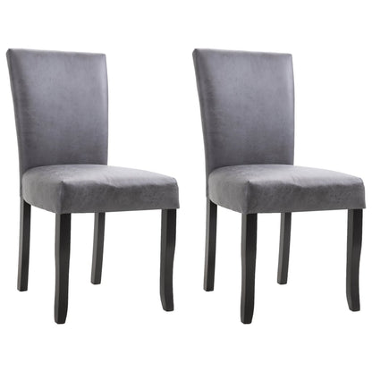 Dining Chairs 2 pcs Gray Faux Suede Leather