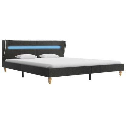 Bed Frame with LED Dark Grey Burlap 180x200 cm Super King