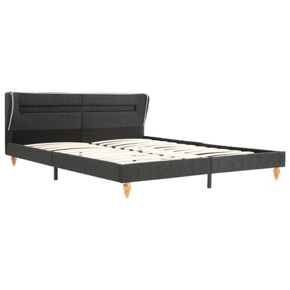 Bed Frame with LED Dark Grey Burlap 180x200 cm Super King