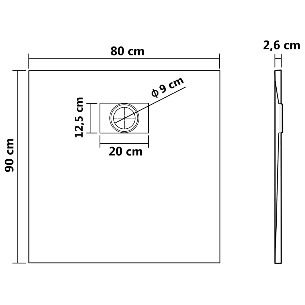 Shower Base Tray SMC White 35.4"x31.5