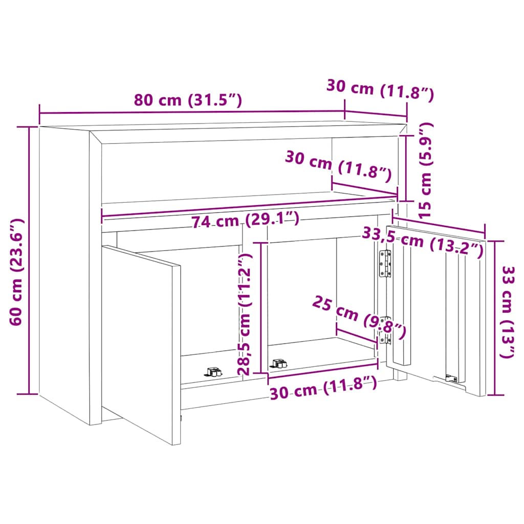 Sideboard 80x30x60 cm Solid Teak Wood