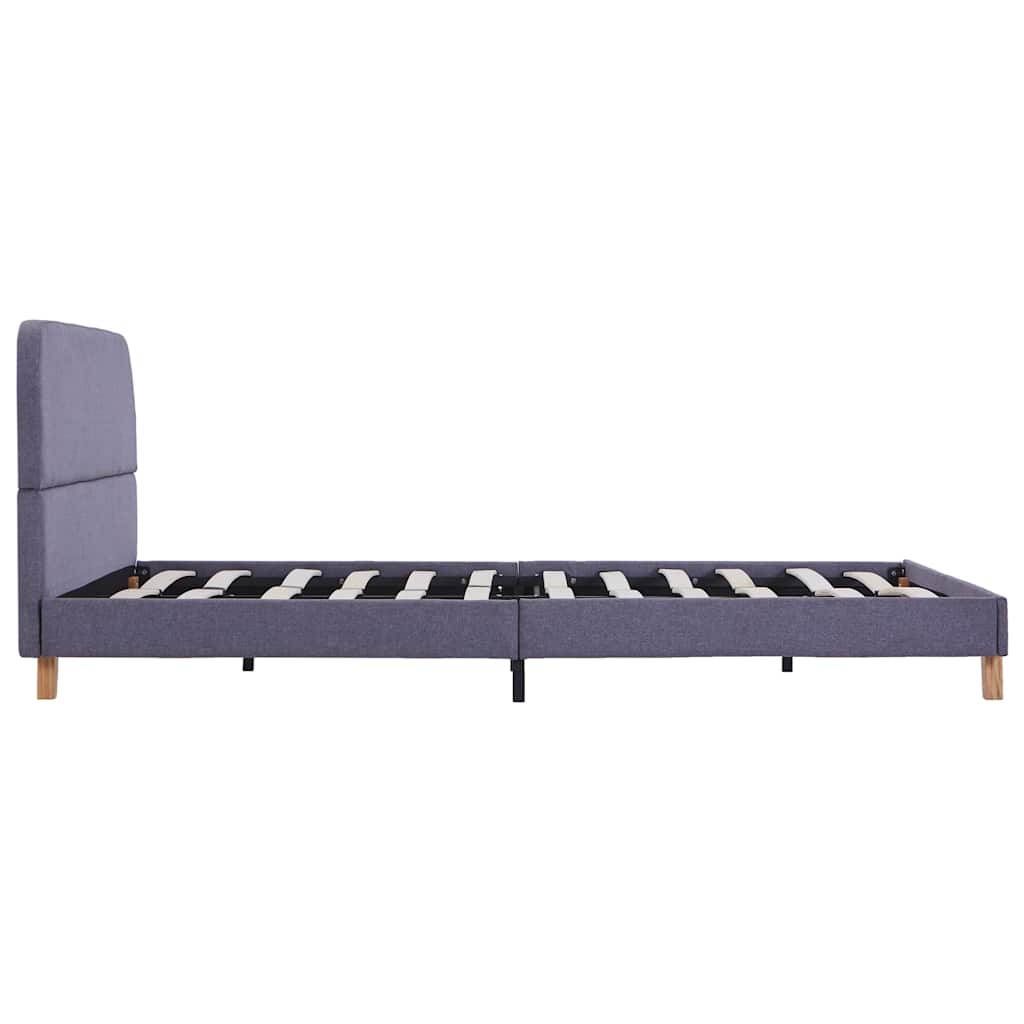 Bed Frame | Light Grey | Iron, Solid Wood, MDF, Polyester | Double