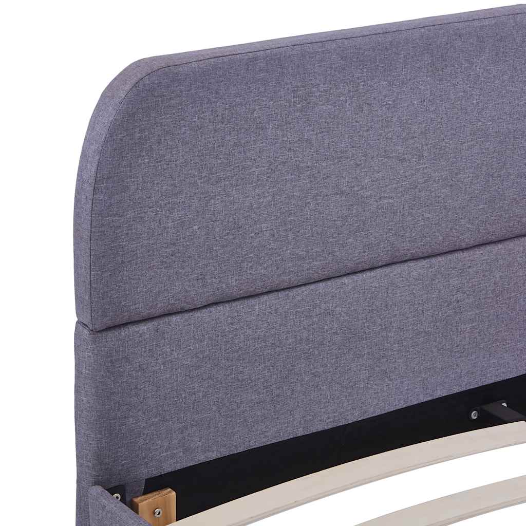 Bed Frame | Light Grey | Iron, Solid Wood, MDF, Polyester | Double