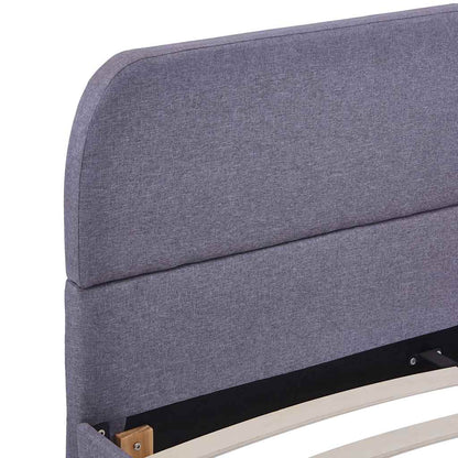 Bed Frame | Light Grey | Iron, Solid Wood, MDF, Polyester | Double