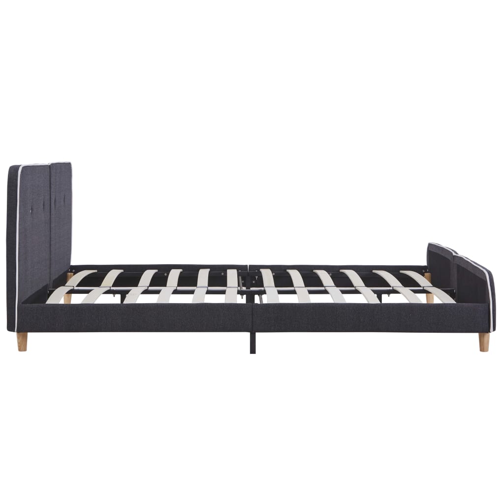 Bed Frame without Mattress Dark Grey Fabric 150x200 cm King Size