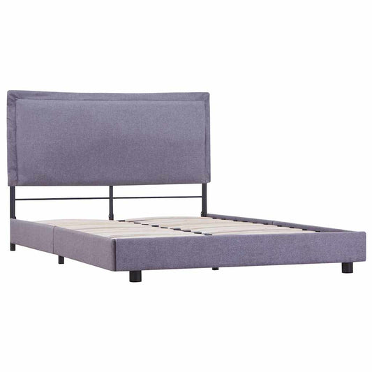 Bed Frame | Light grey | Powder-coated iron, MDF, polyester, solid wood