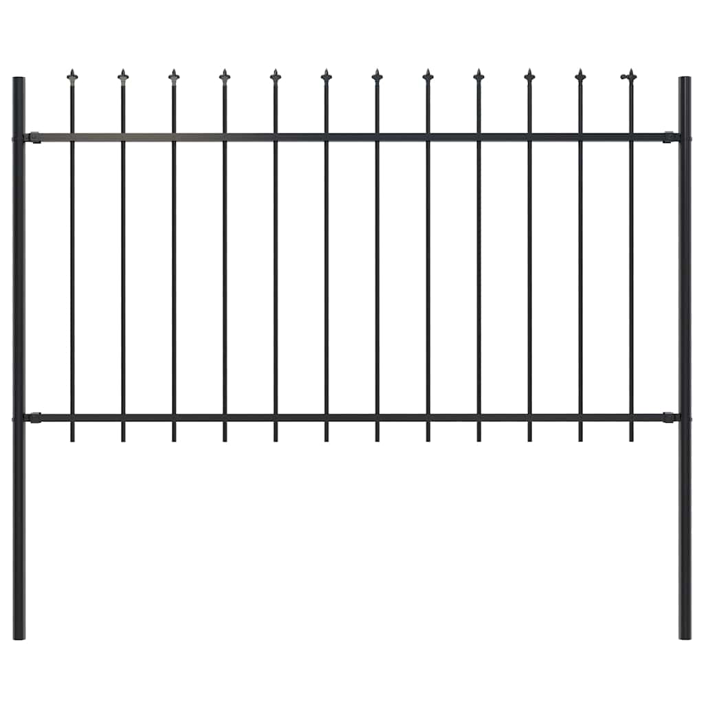Garden Fence with Spear Top Steel 71.3"x39.4" Black