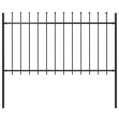 Garden Fence with Spear Top Steel 71.3"x39.4" Black