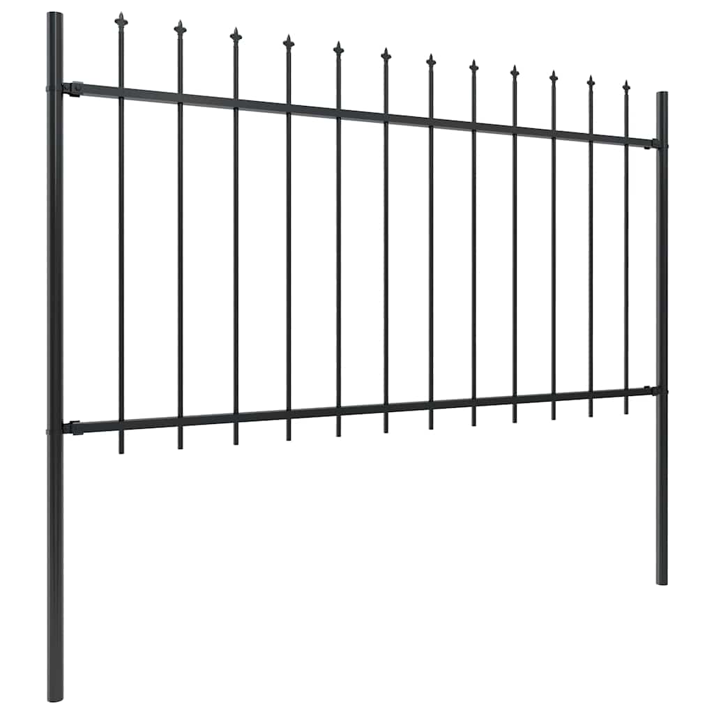 Garden Fence with Spear Top Steel 71.3"x39.4" Black