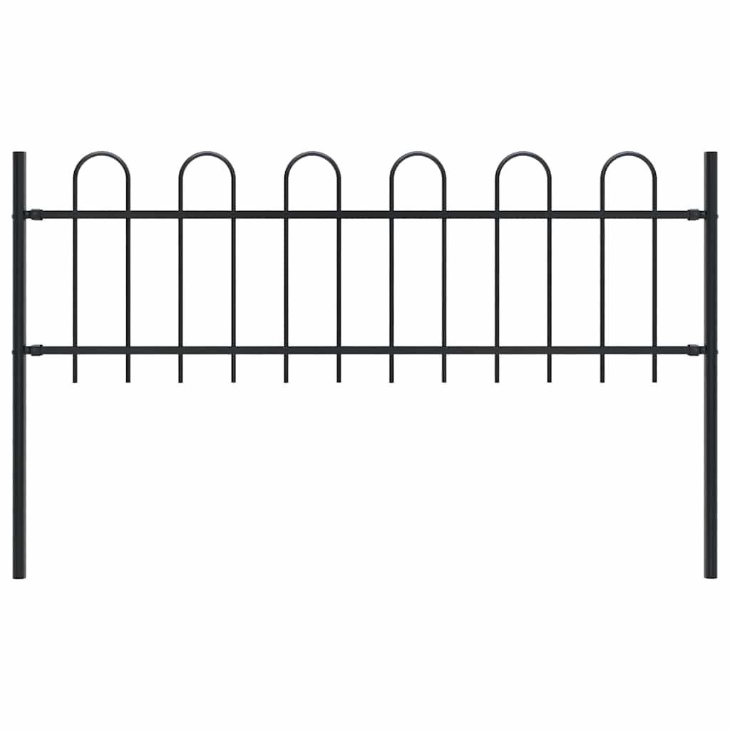 Garden Fence with Hoop Top Steel 71.3" x 23.6" Black