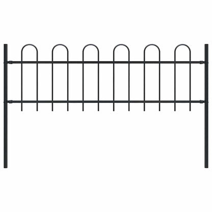 Garden Fence with Hoop Top Steel 71.3" x 23.6" Black