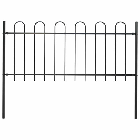 Garden Fence "Boxtel" with Hoop Top Steel 170x100 cm Black