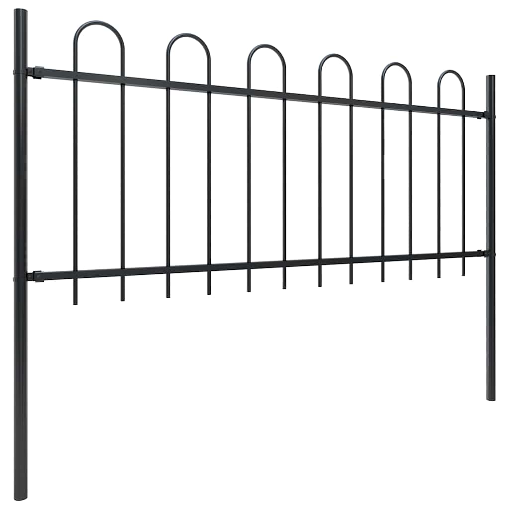 Garden Fence BOXTEL with Hoop Top Steel 181x100 cm Black