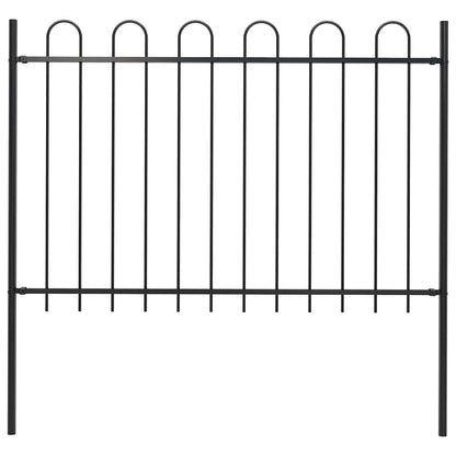Garden Fence with Hoop Top Steel 71.3"x47.2" Black