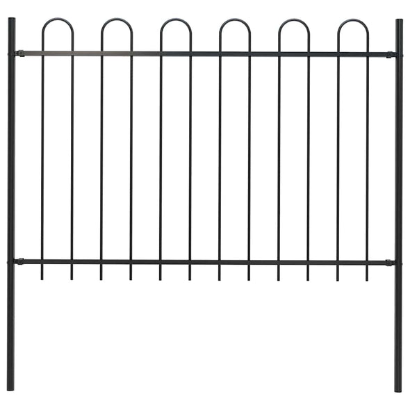 Garden Fence with Hoop Top Steel 1.7 m Black