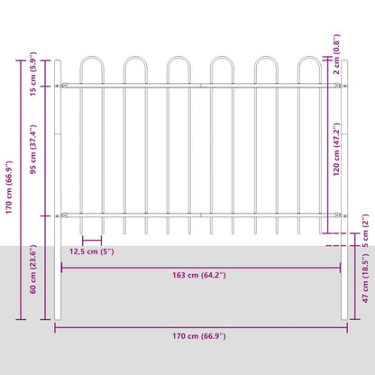 Garden Fence with Hoop Top Steel 71.3"x47.2" Black