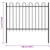 Garden Fence with Hoop Top Steel 1.7 m Black