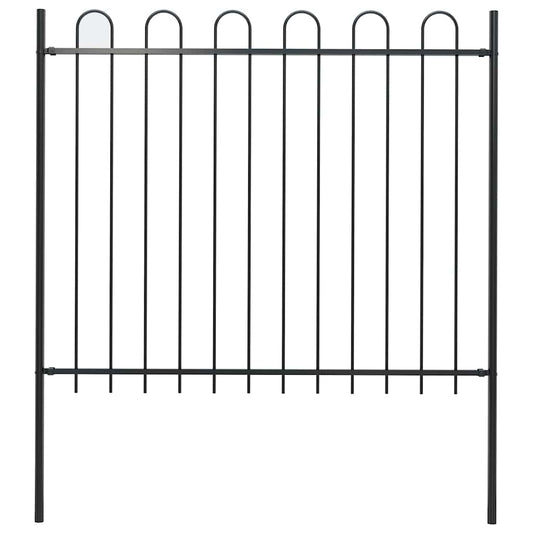 Garden Fence BOXTEL with Hoop Top Steel 181x150 cm Black