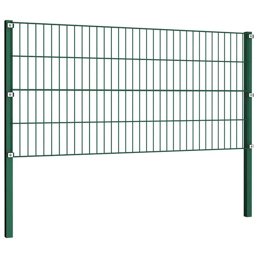 Fence Panel with Posts Iron 176.5x80 cm Green