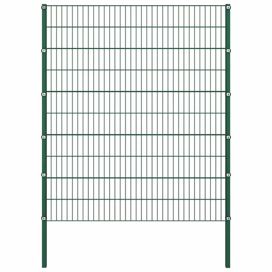 Fence Panel with Posts Iron 176.5x200 cm Green
