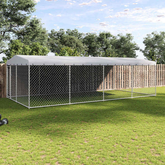 Dog Kennel | Silver | Galvanised Steel | Large | Dog Kennel | Rectangular