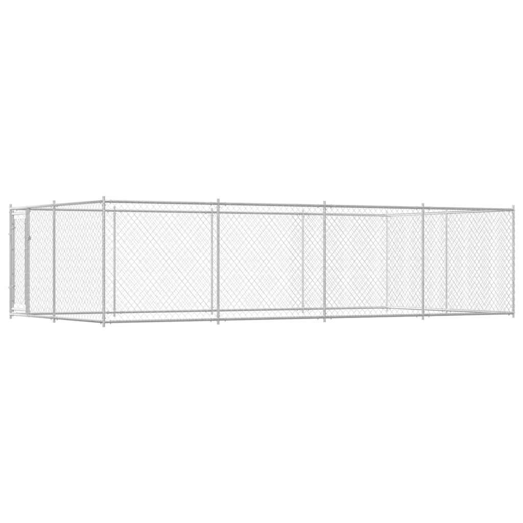 Dog Kennel Silver Galvanized Steel Large Dog Kennel Rectangular