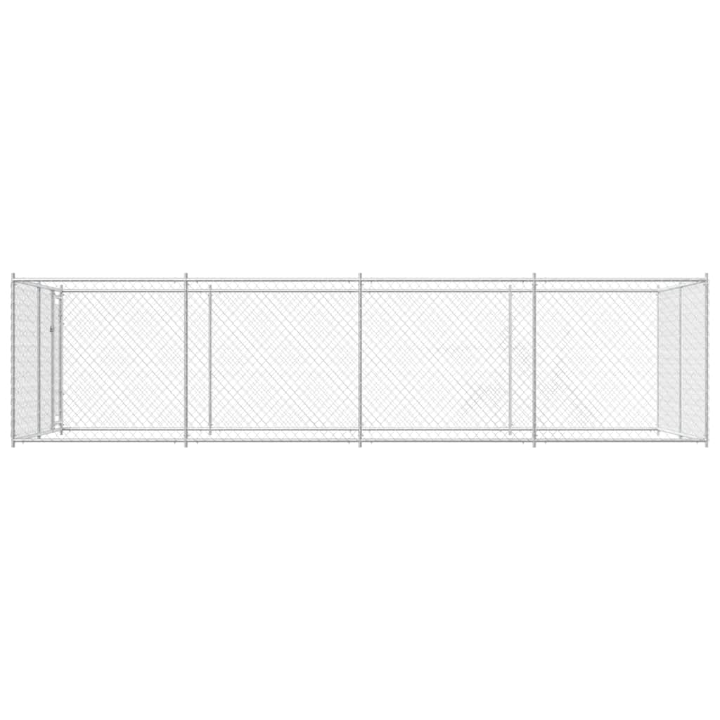 Dog Kennel Silver Galvanized Steel Large Dog Kennel Rectangular