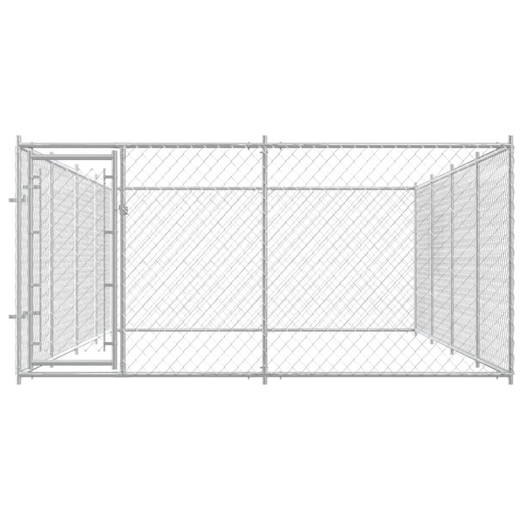 Dog Kennel Silver Galvanized Steel Large Dog Kennel Rectangular